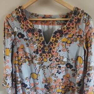 Boden Floral Embroidered Silk Cotton Lined Dress Womens Size Small